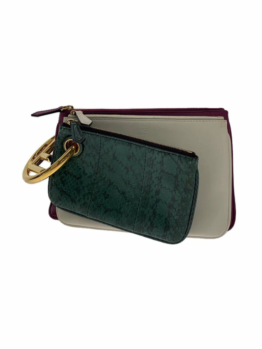 Fendi Clutch Bag Leather Multicolor